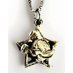 VTG Retired Sterling Silver MICKEY MOUSE Van Dell Star Charm Pendant Necklace